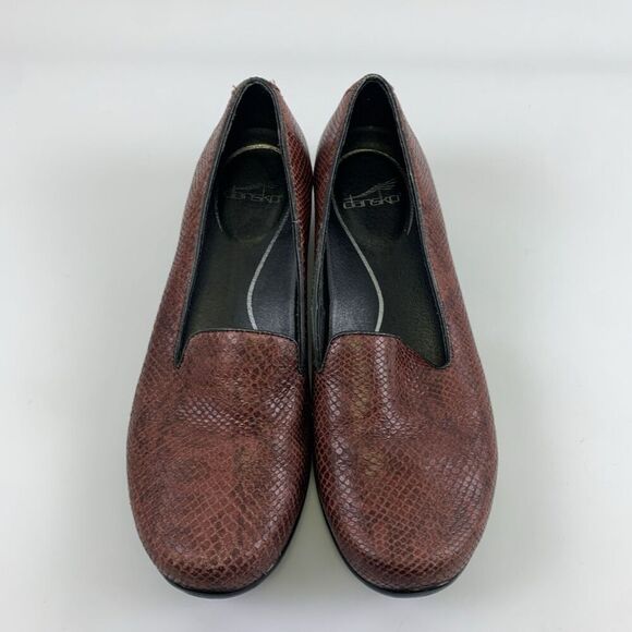 Dansko Olivia Loafer Slip On Wine Purple Leather Snakeskin Comfort Women 40 9.5 - Picture 4 of 14